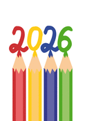 Voeux colorés 2026 avec des crayons joyeux
